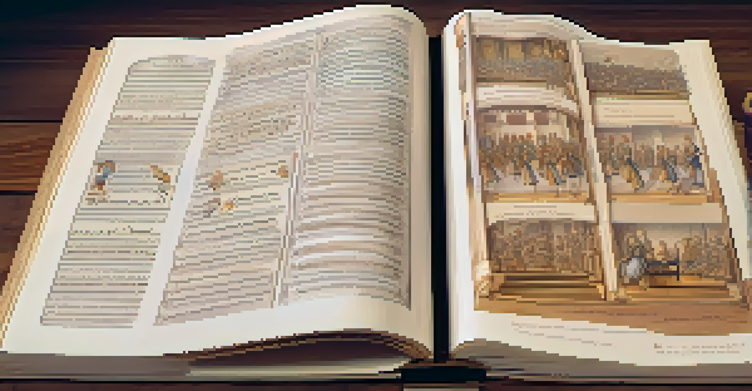 A close-up of an open Renaissance dance manual on a wooden table, showcasing detailed illustrations and a quill.