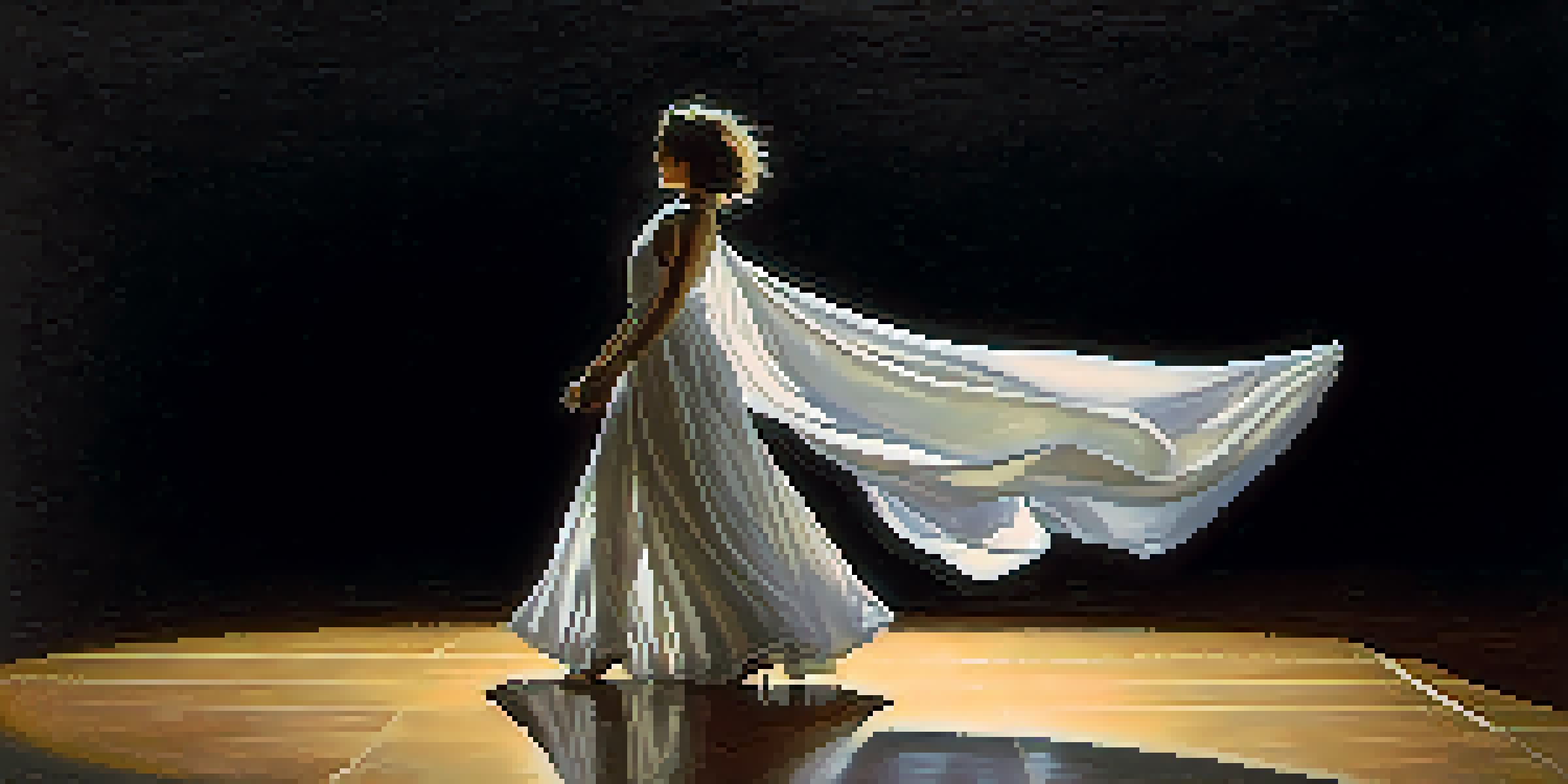 A dancer performing alone on an empty stage, highlighted by a spotlight, conveying feelings of loneliness.