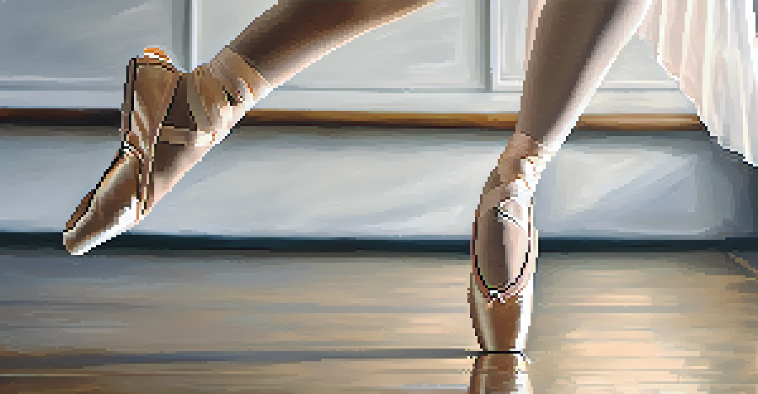 A close-up of a ballet dancer's feet en pointe, highlighting the elegance and strength of ballet.