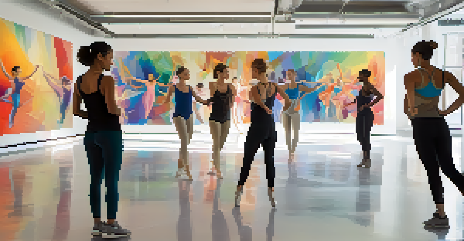 A choreographer visualizing dance movements on a digital tablet, with dancers practicing in a studio, reflecting the blend of traditional choreography and technology.