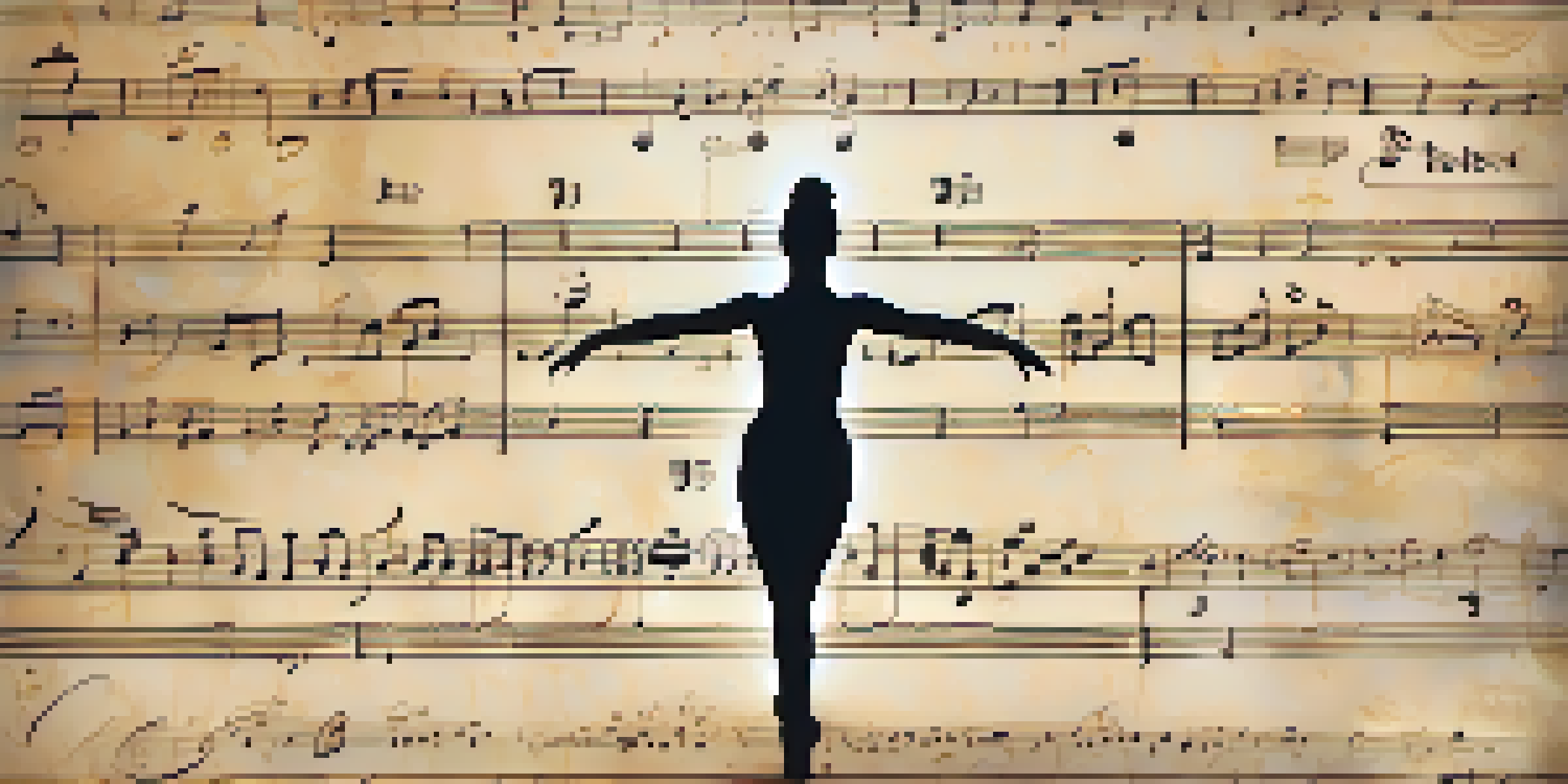 A detailed view of Benesh Movement Notation with symbols on parchment, illuminated with soft lighting.