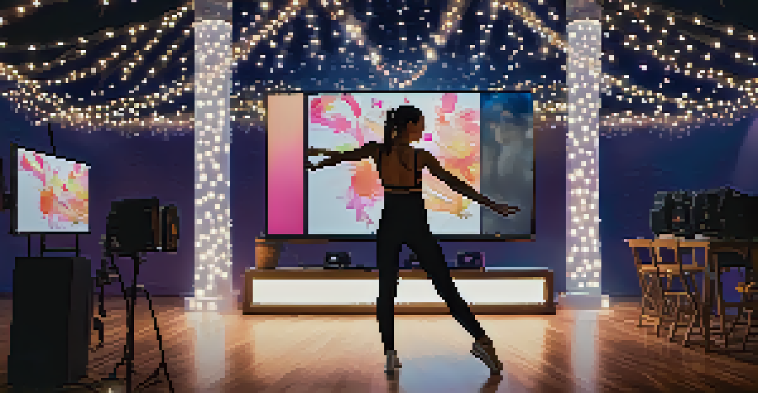 A dancer performing in front of a camera with a lively chat on screen, creating an interactive streaming experience.