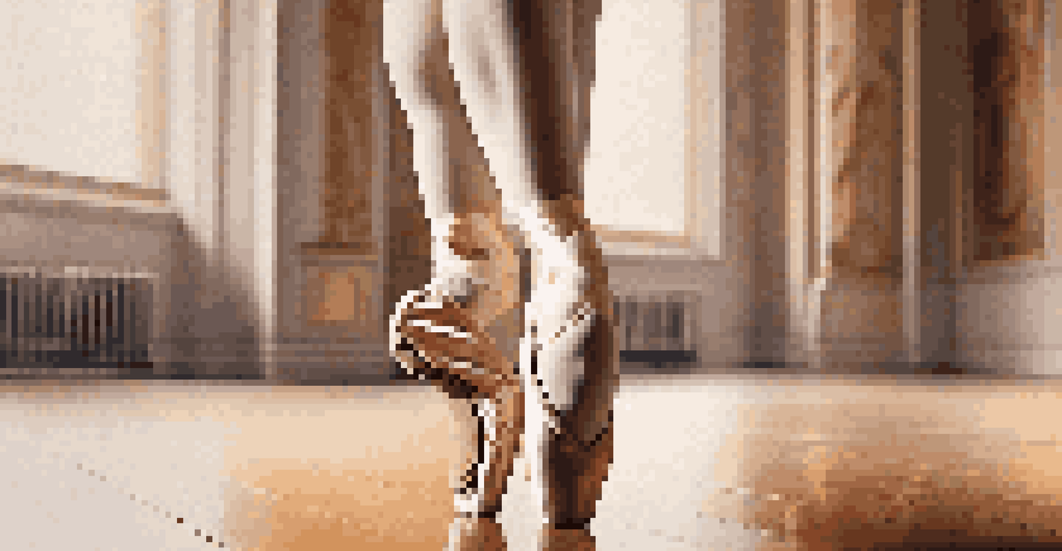 A close-up of a dancer's feet in ballet shoes on a wooden floor, showcasing grace and detail.