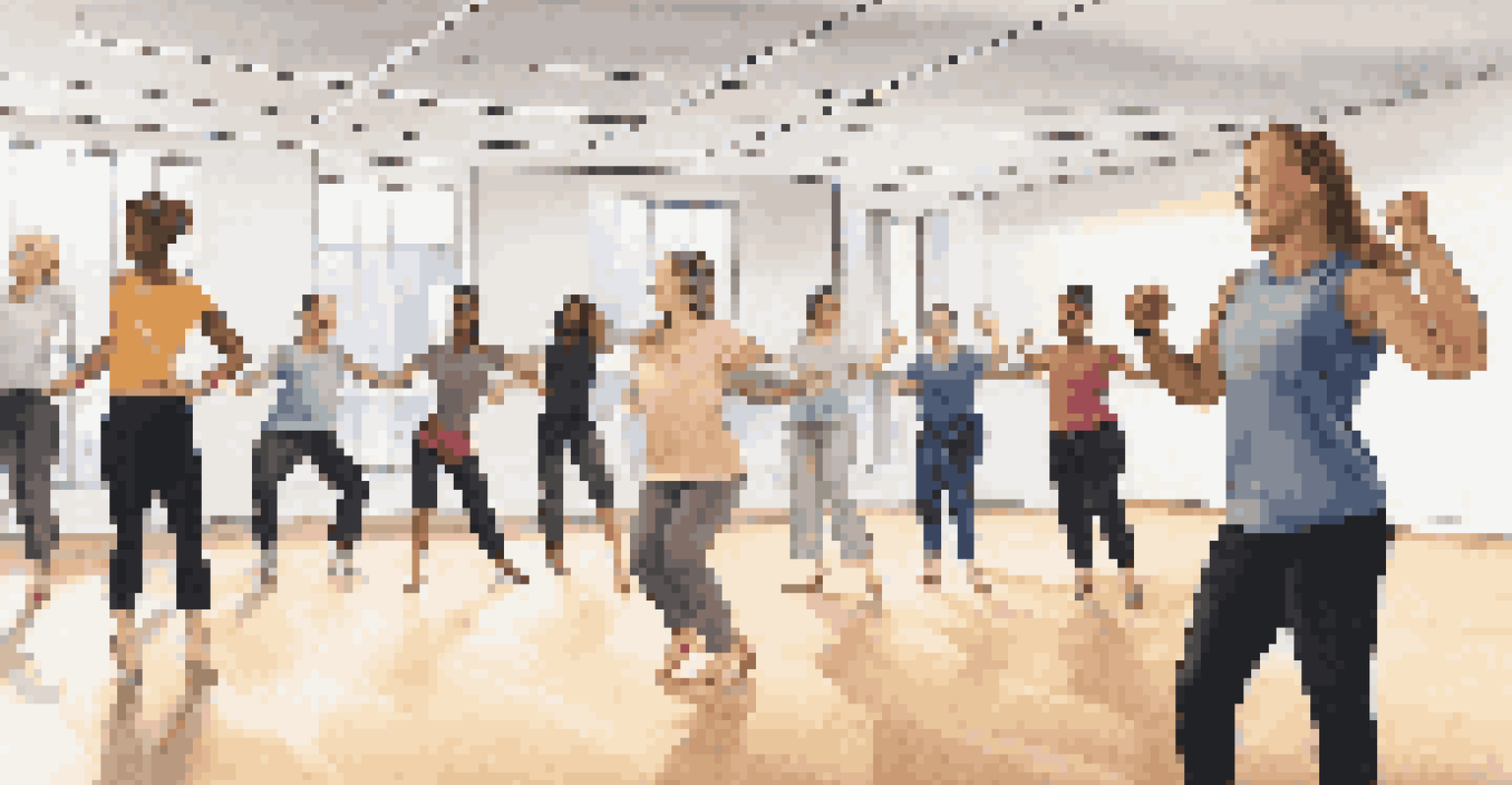 A professional dance instructor guiding employees in a dance class within an office space.
