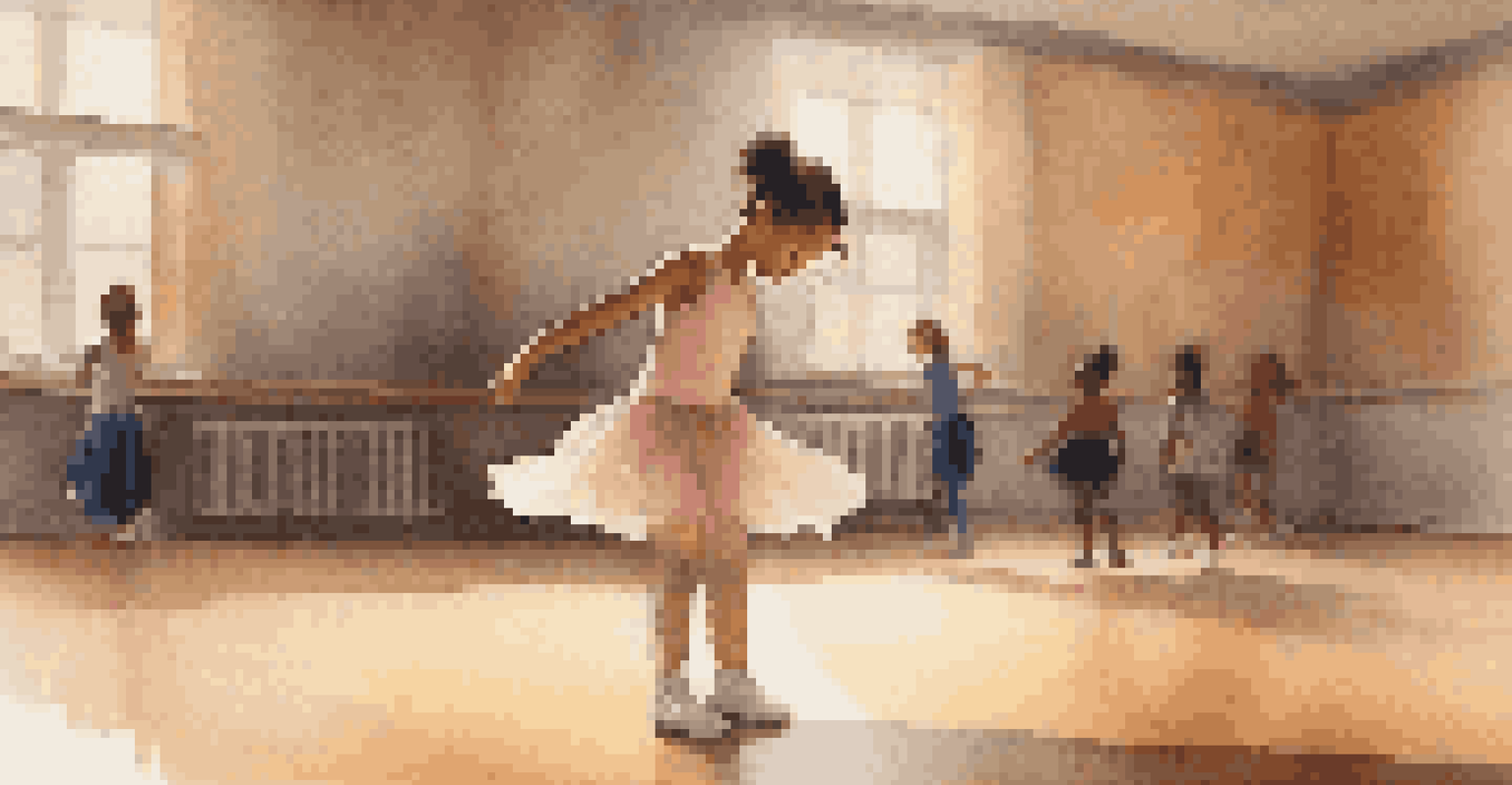 A shy child looking determined as they step onto the dance floor, with soft lighting creating a warm and inviting atmosphere.