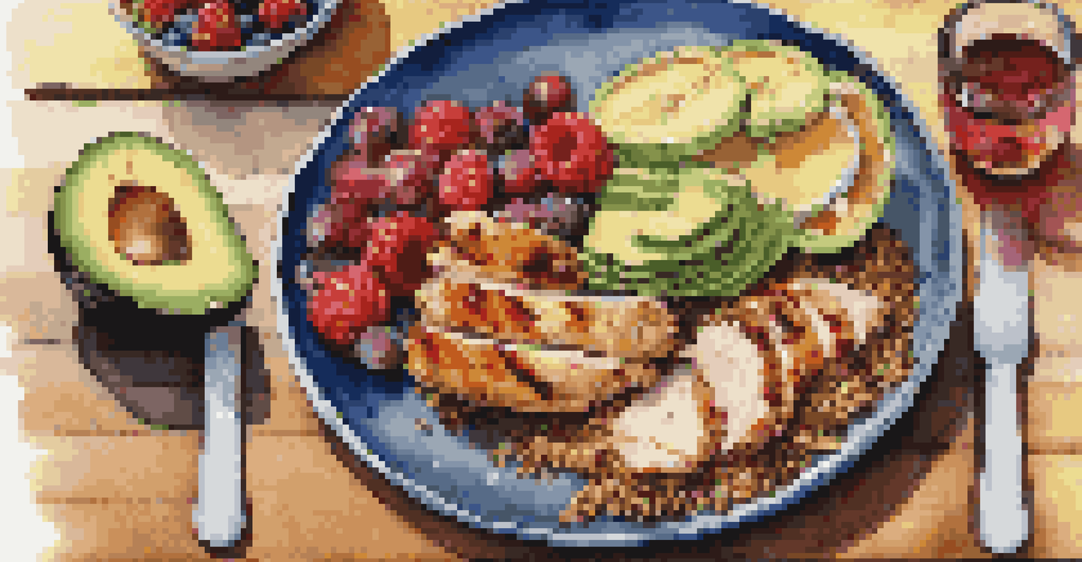 A beautifully arranged plate of healthy food, showcasing a balanced meal for a dancer.