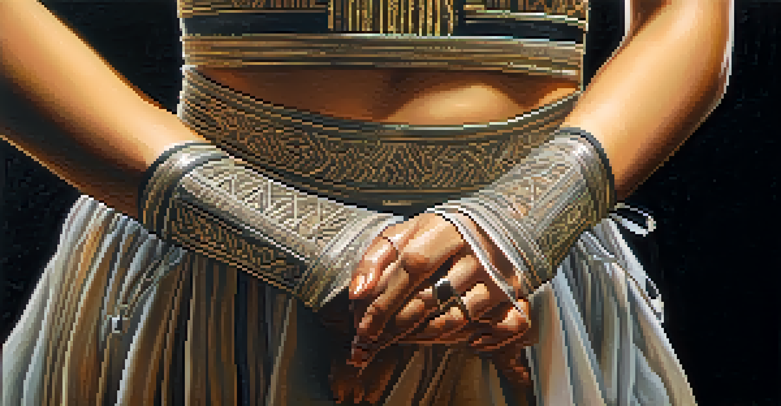 A close-up of a dancer's hands gripping a dance harness, emphasizing empowerment and support with a softly blurred background.