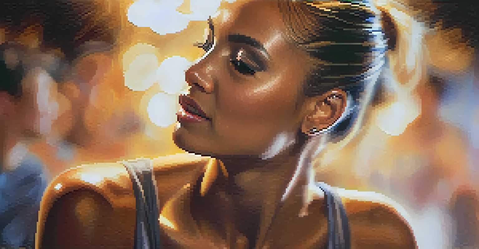 A close-up of a dancer's face showing intense emotion during a performance, with soft lighting highlighting their features.
