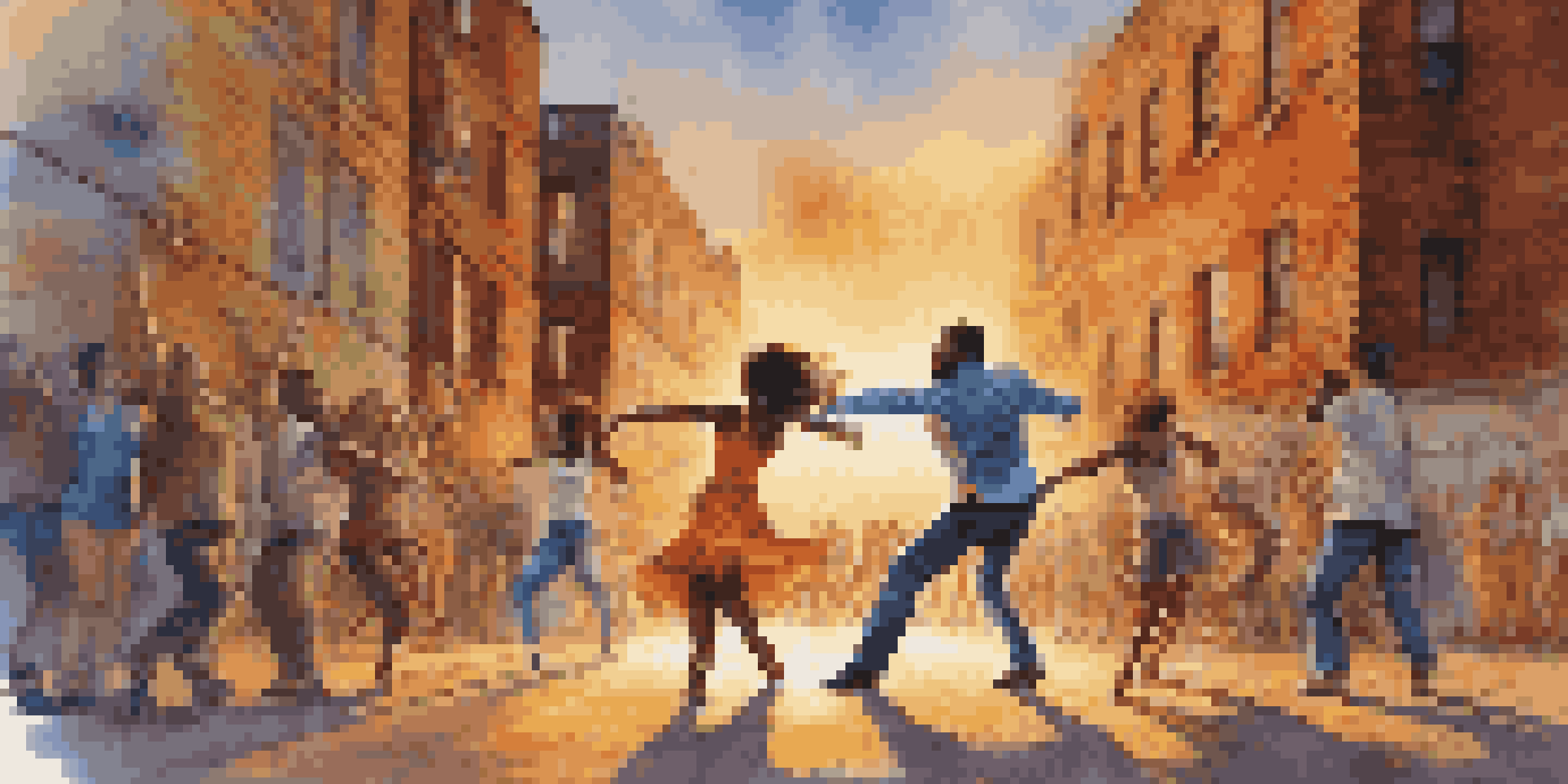 A lively urban dance battle with dancers showcasing their moves against a colorful graffiti backdrop, filled with an excited crowd.