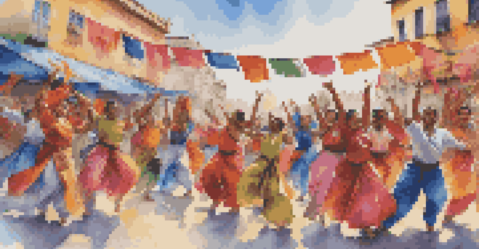 A lively outdoor street dance festival with performers on stage and an engaged audience enjoying the vibrant atmosphere.