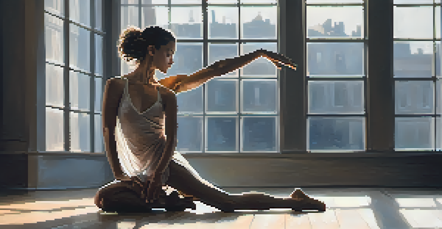 Two dancers in an intimate studio setting, expressing emotion through contemporary dance.