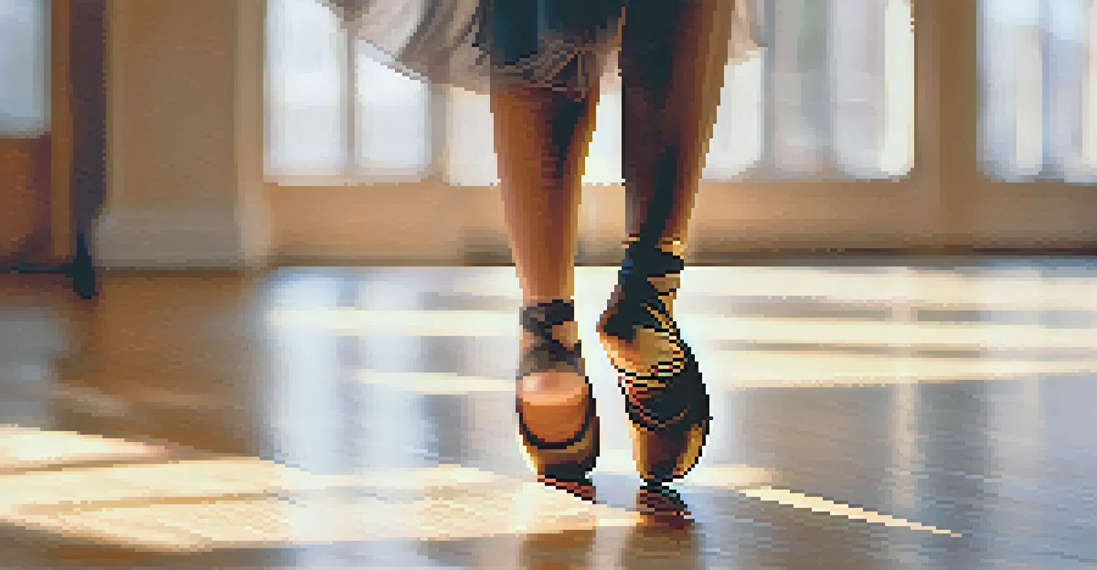 A close-up of a dancer's feet in motion, showcasing intricate footwork and passion for dance.