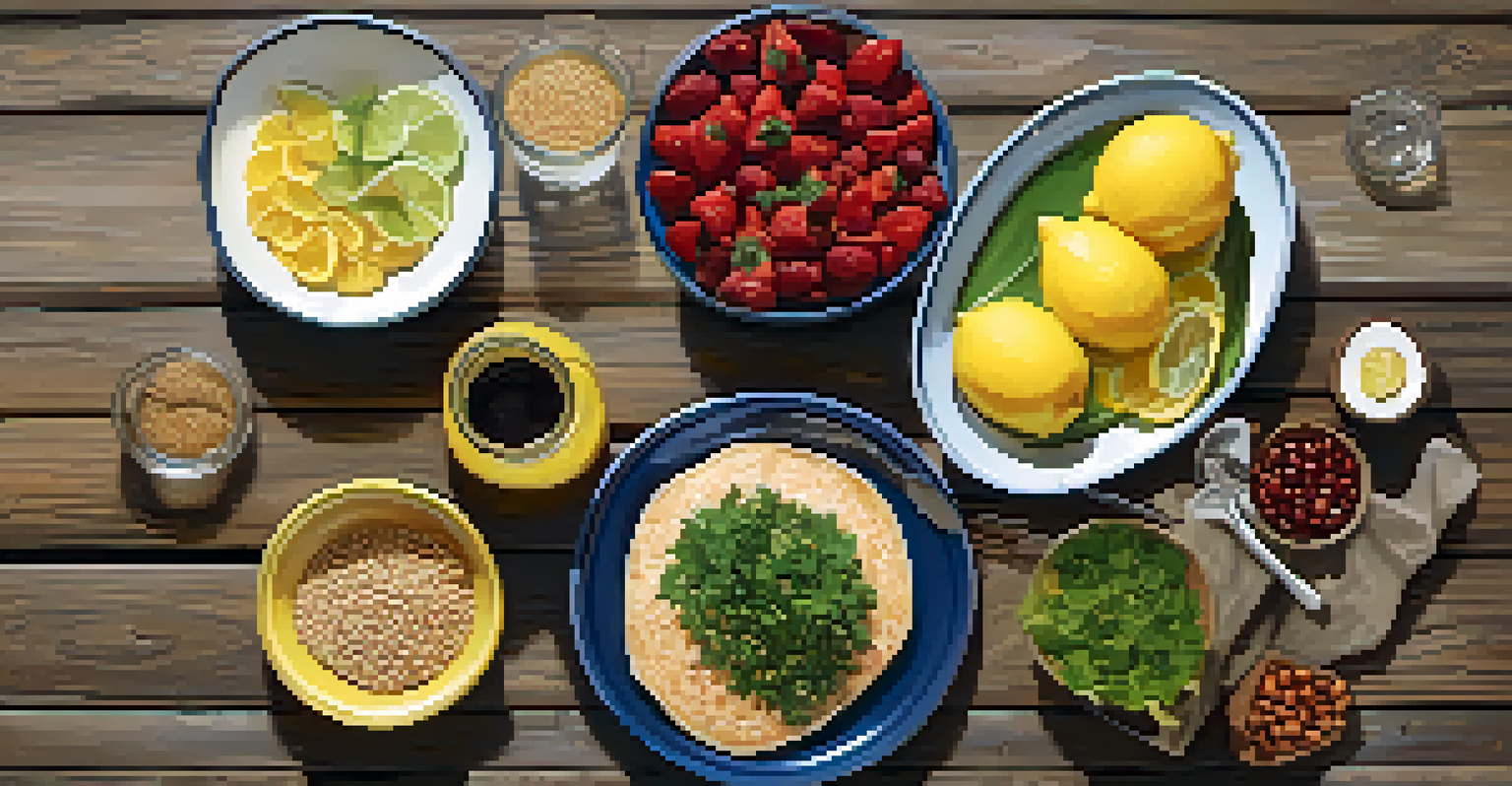 An overhead view of a colorful, balanced meal for a dancer, showcasing whole grains, proteins, and healthy fats.