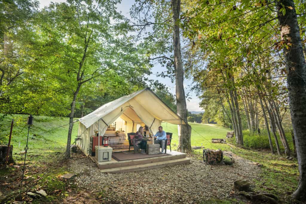 Smoky Mountain Glamping Tent Creekside