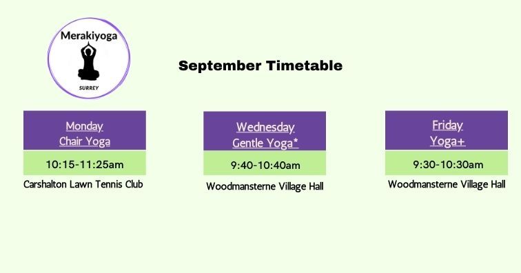 Yoga Classes - timetable in September