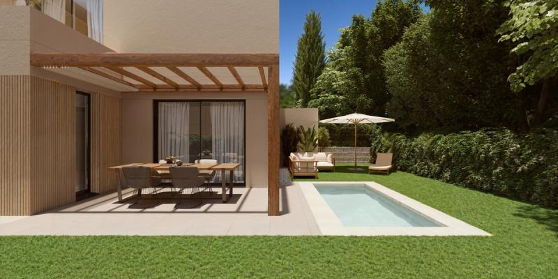 Espacio exterior de vivienda con zona de descanso en Jardín de Vega