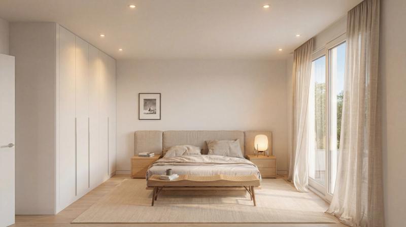 Dormitorio principal con armarios empotrados en Jardín de Vega