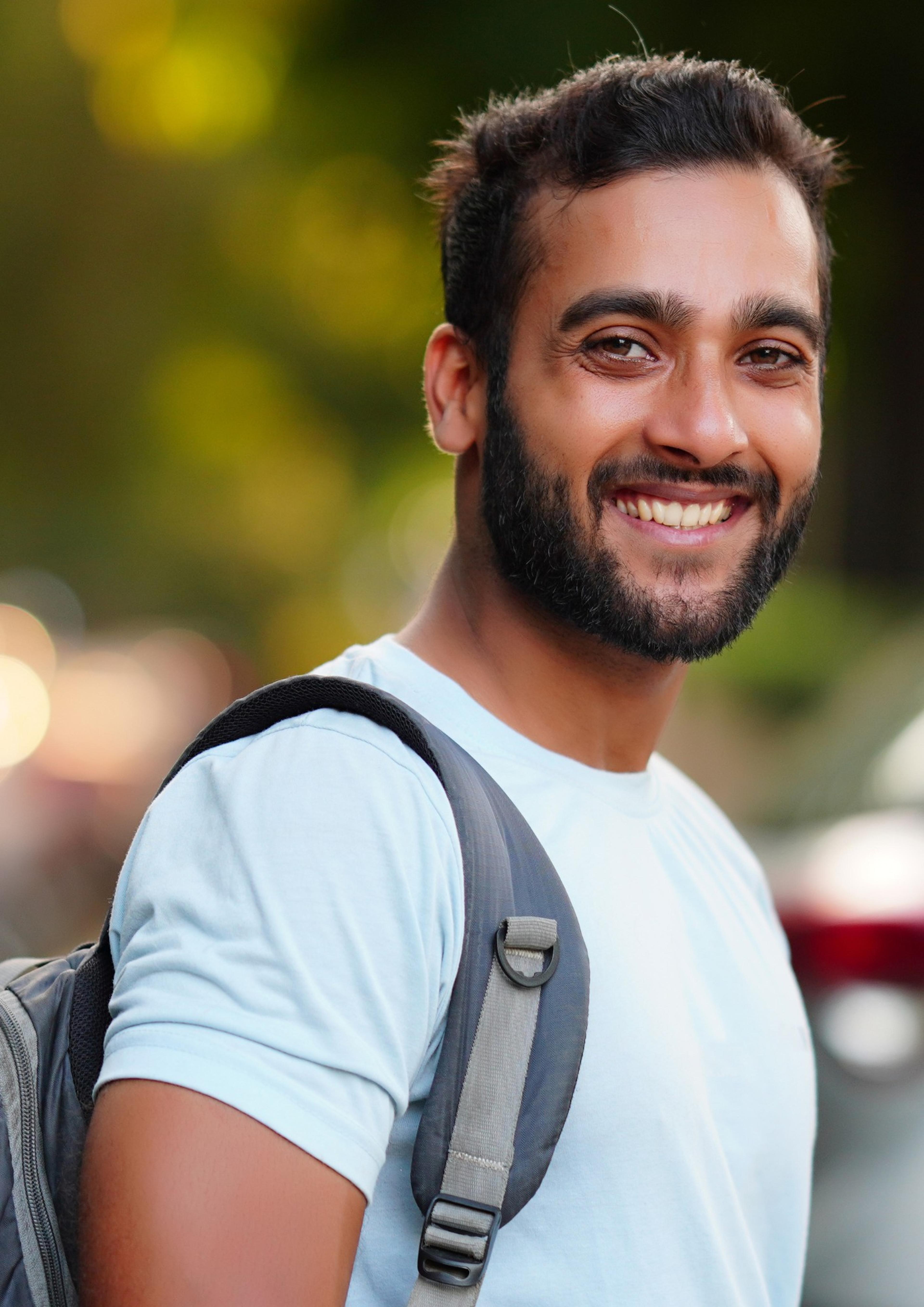 university student smiling