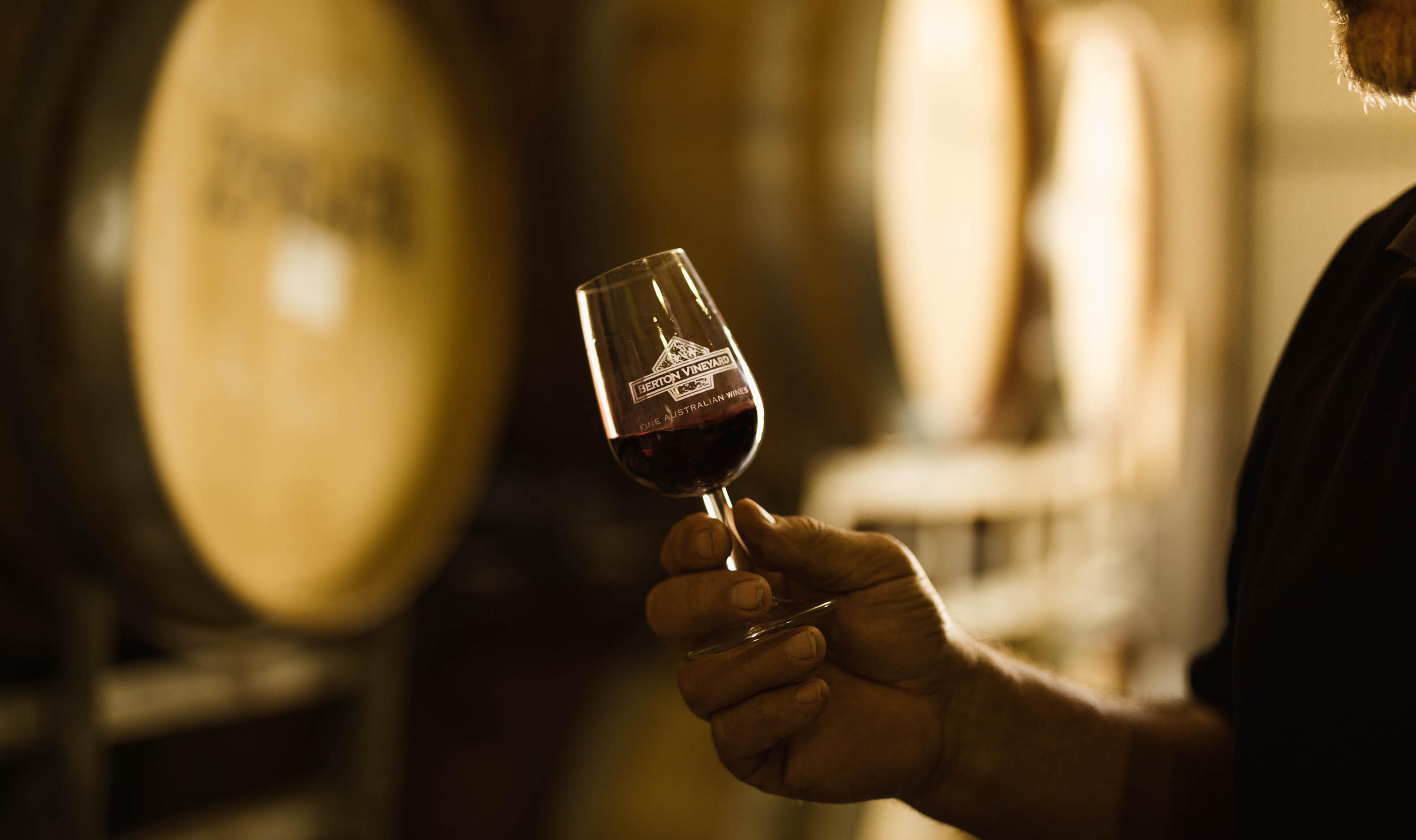 tasting a Berton Vineyards wine