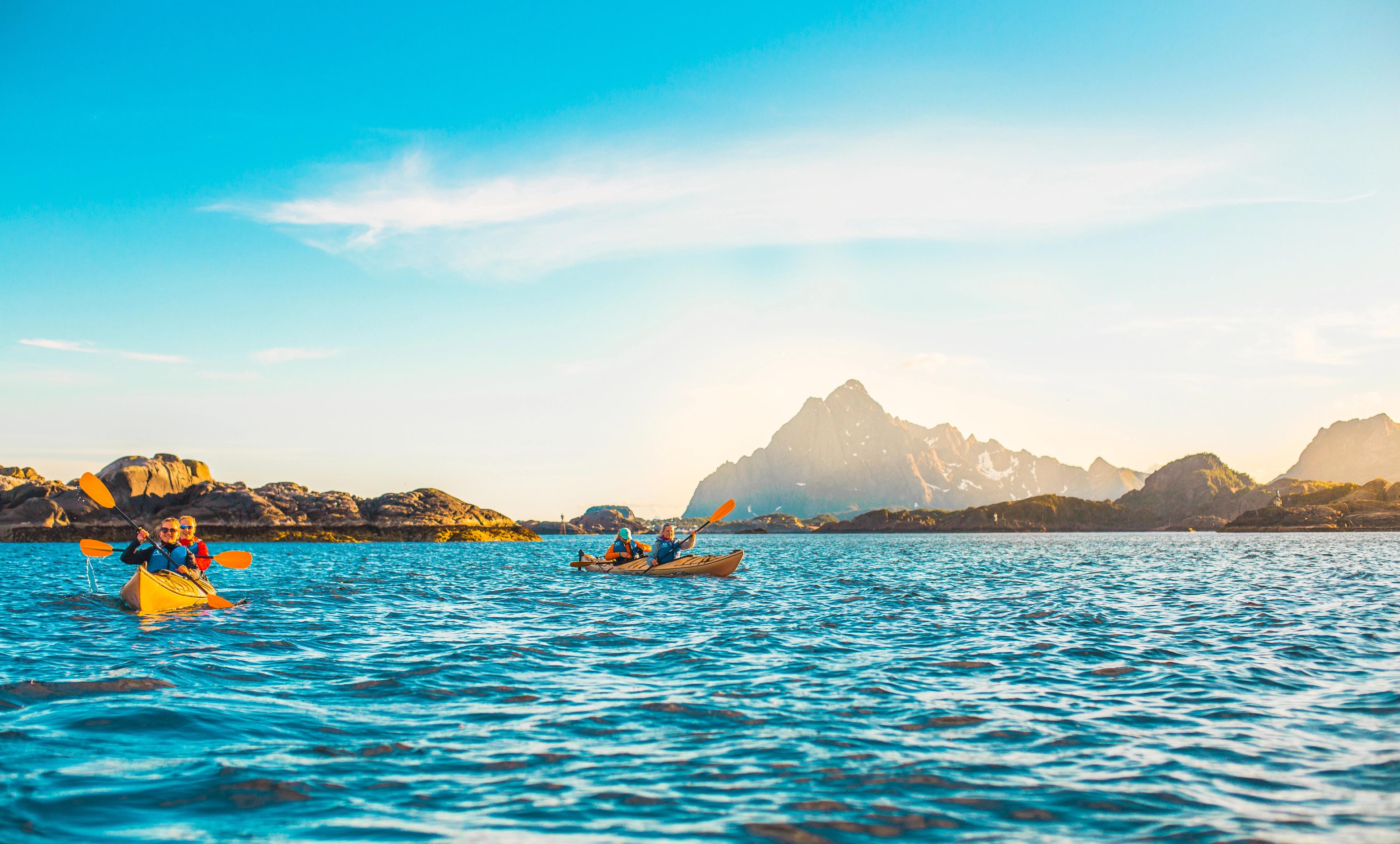 Two kayaks between islands in Svolvær