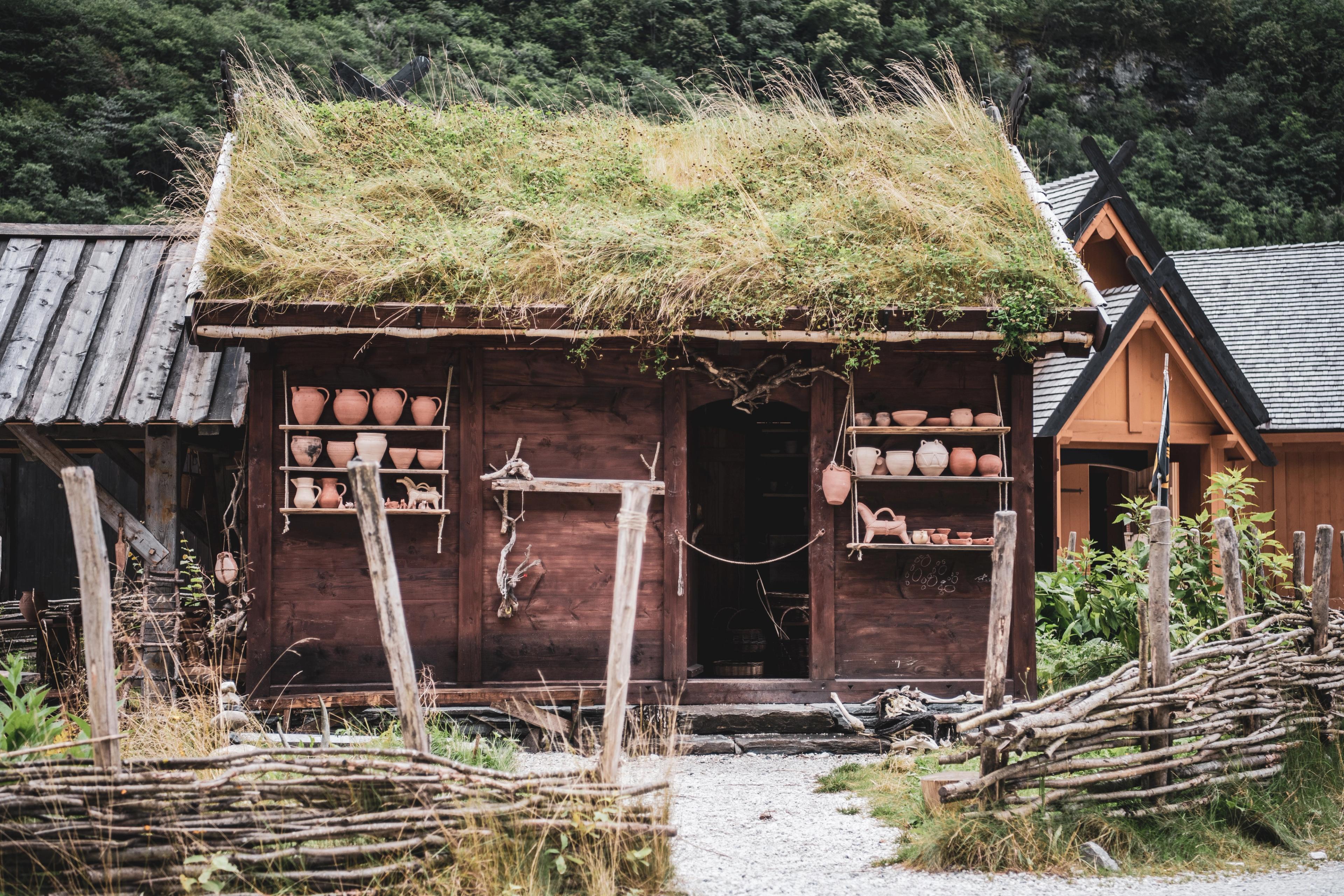 Vikinghytte med håndtverk