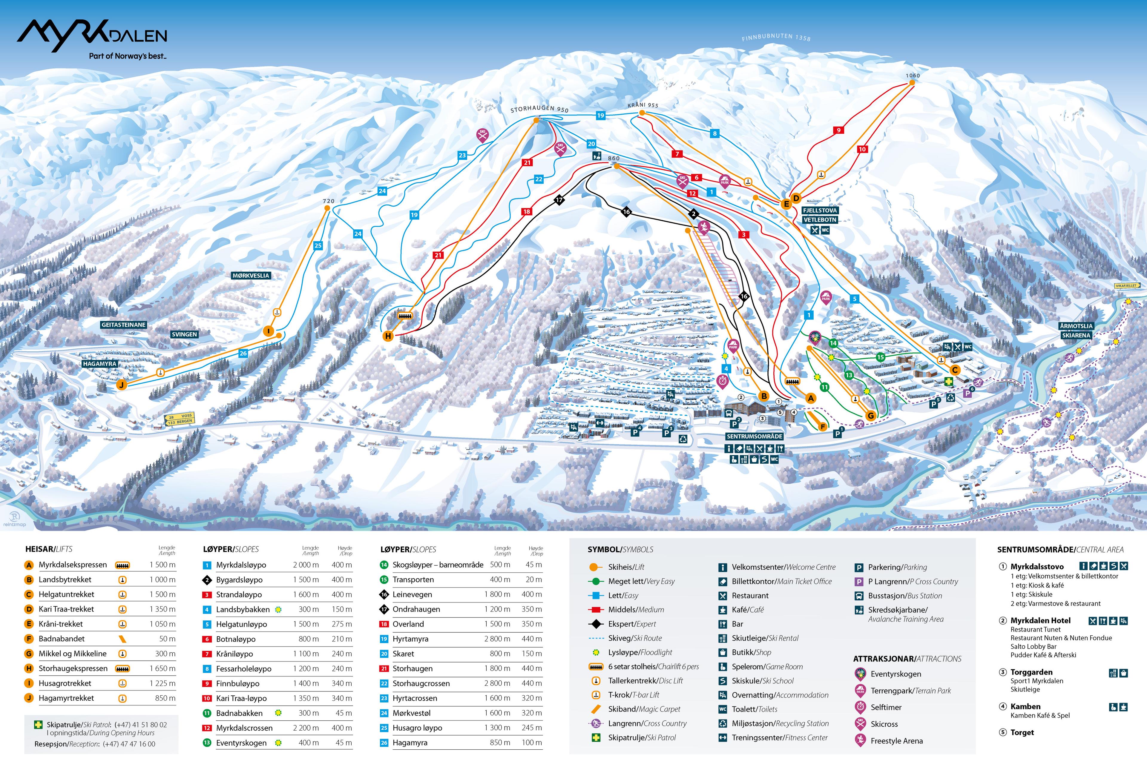 Piste Map Myrkdalen Ski Resort