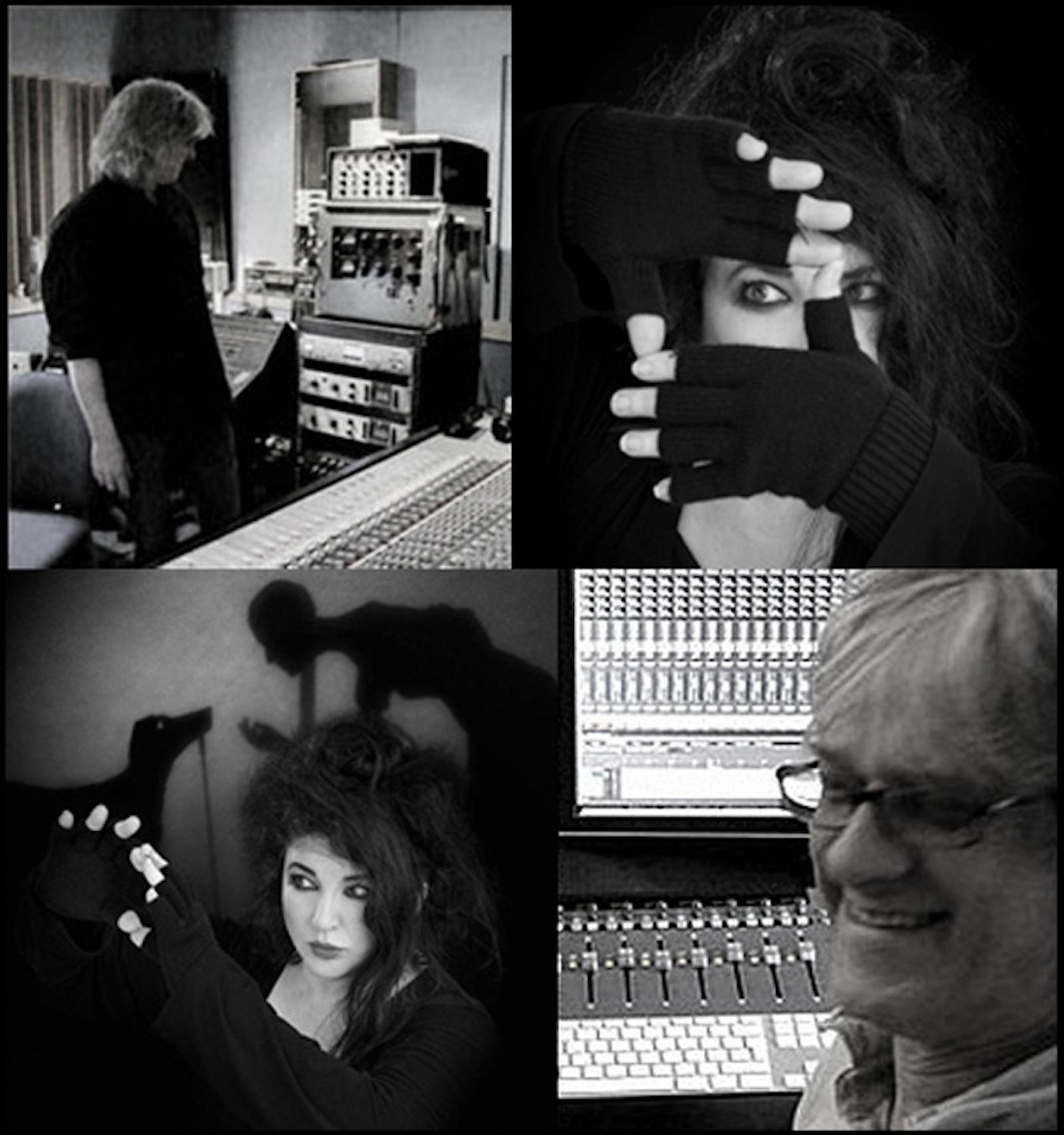 Kate Bush and Stephen W Tayler during the making of 50 Words for Snow (2011), mixed by Stephen W Tayler, who also recorded guest performers Elton John, Stephen Fry and Steve Gadd.