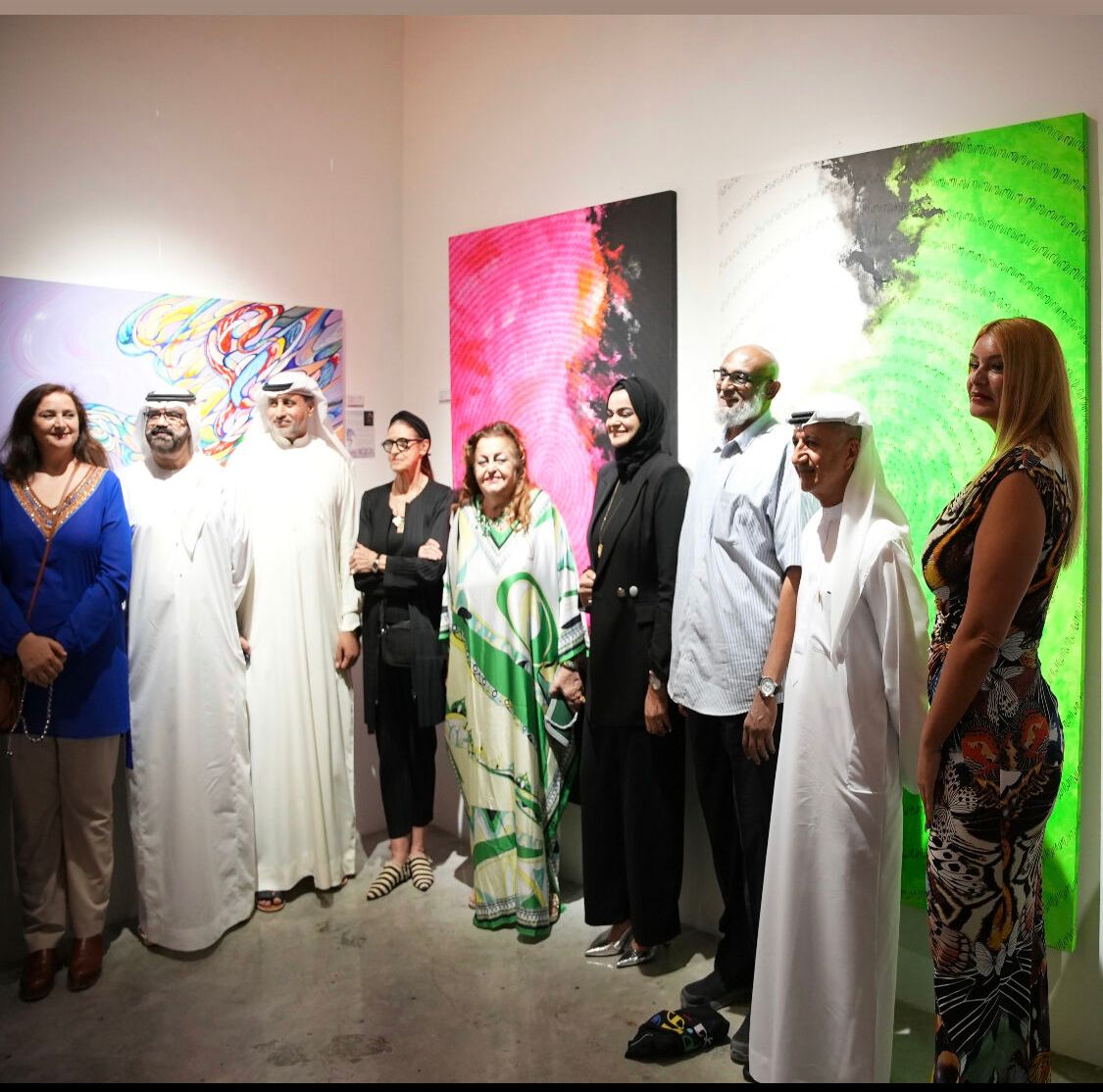 Artists and guests at the opening night of the Spring Life group exhibition, Dubai