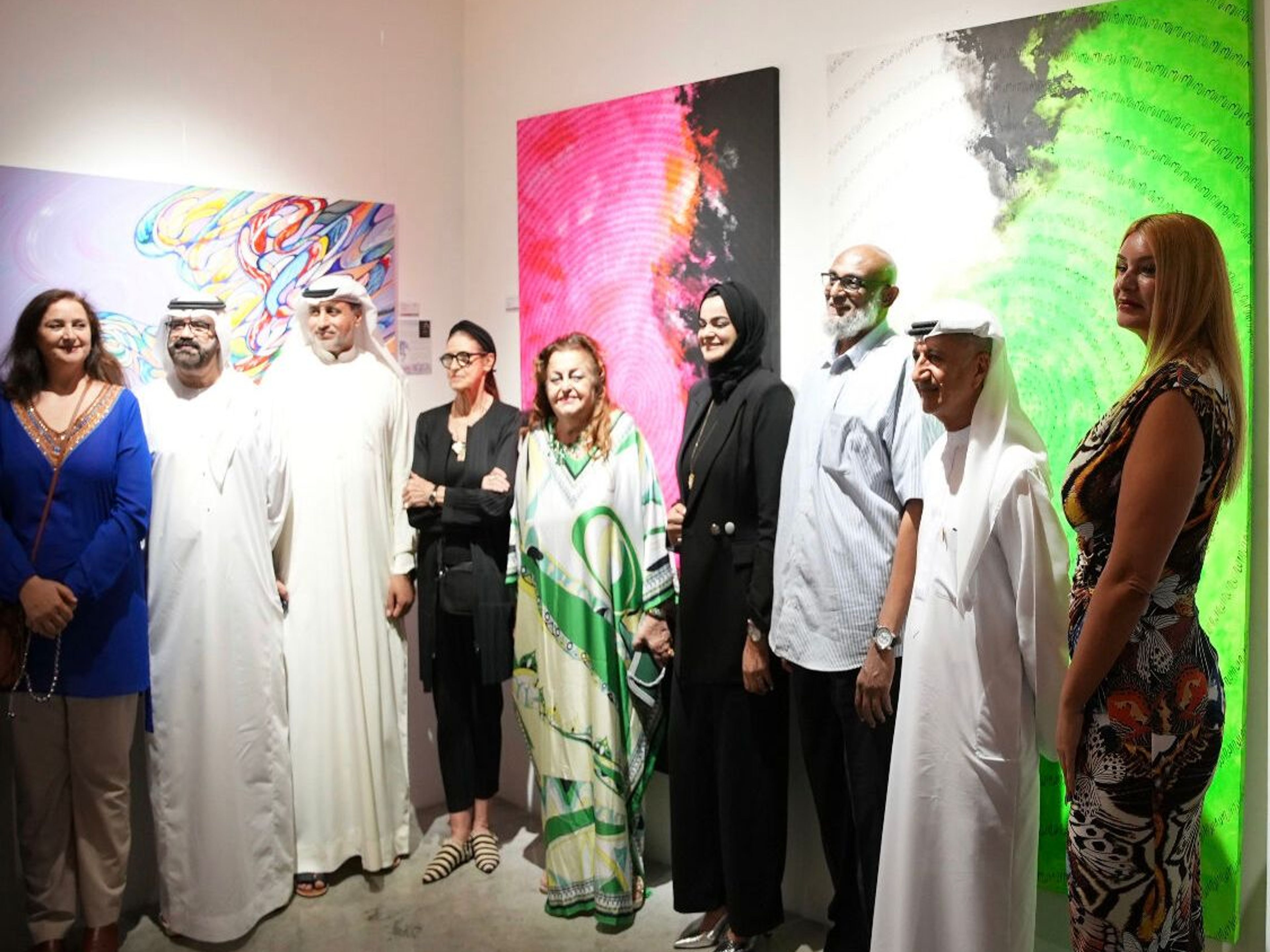 Artists and guests at the opening night of the Spring Life group exhibition, Dubai