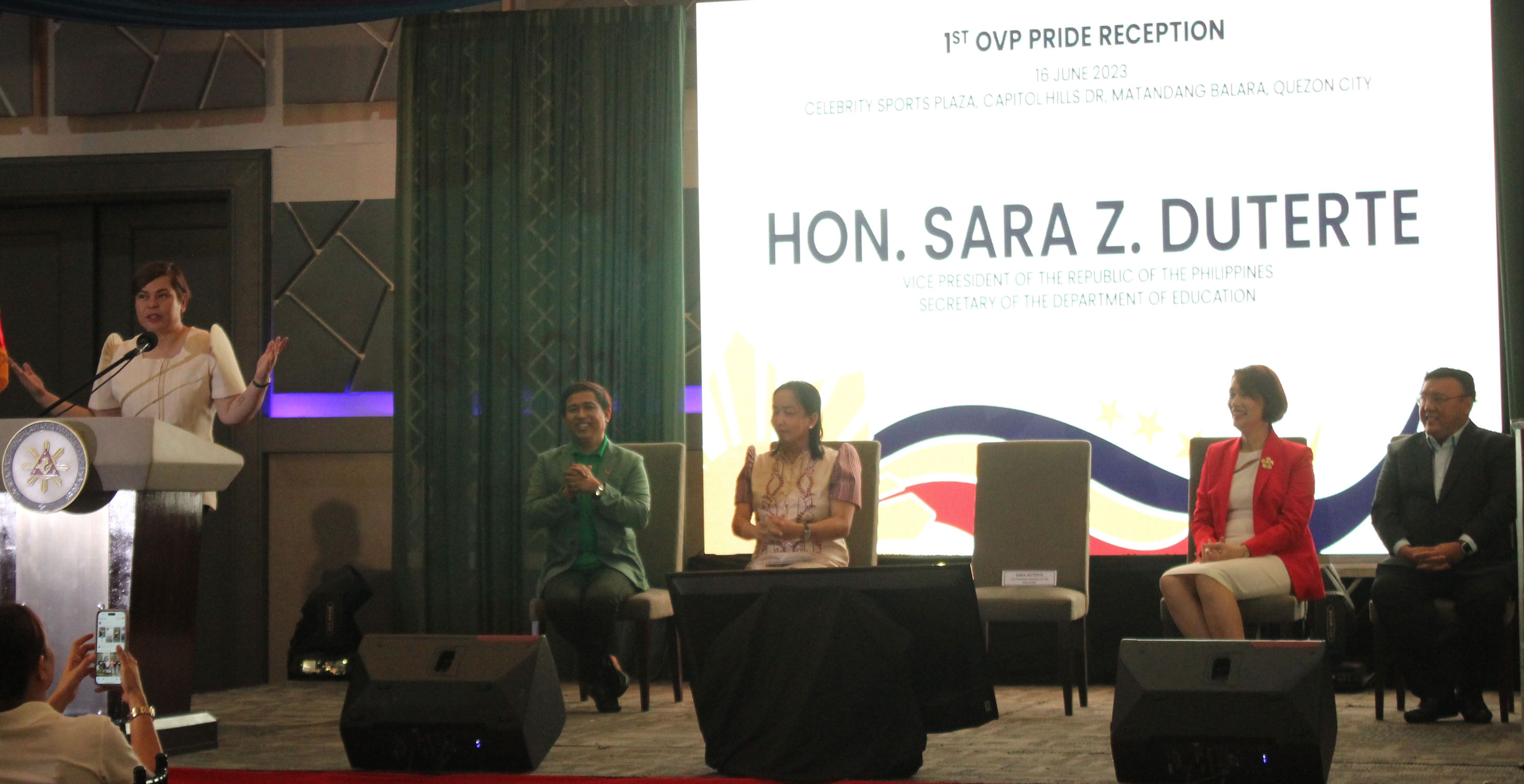 PRIDE RECEPTION. Vice President Sara Duterte, in partnership with LGBT Pilipinas, leads the 1st Office of the Vice President (OVP) Pride Reception on Friday, June 16, at the Celebrity Sports Plaza in Quezon City. Pride Month is celebrated in the month of June of each year, that gives importance as citizens to the other-gender community. During the event, VP Duterte handed out livelihood assistance to various LGBTQI + groups under the OVP’s 'Mag-Negosyo Ta ‘Day' special project. 