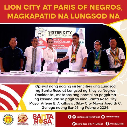 Santa Rosa City inks sisterhood with Silay City