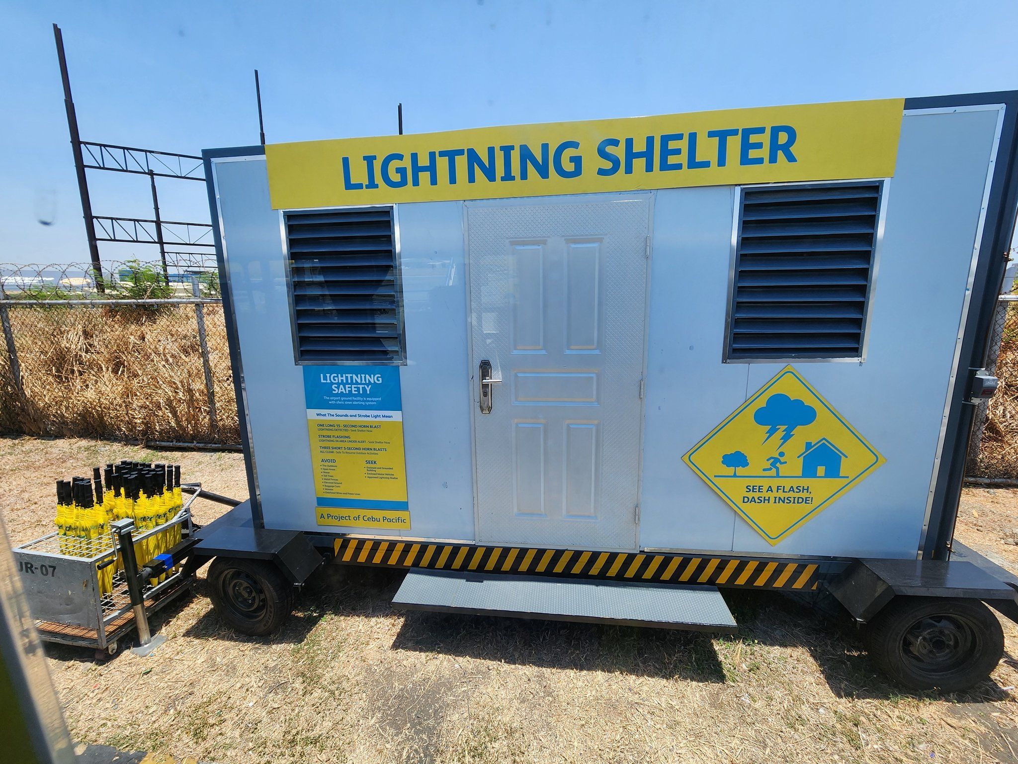Lightning shelters for airport workers