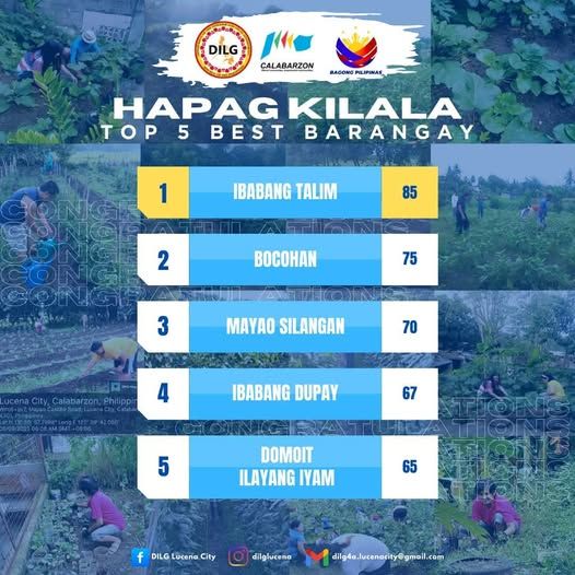 5 Barangays sa Lucena, kinilala ng DILG