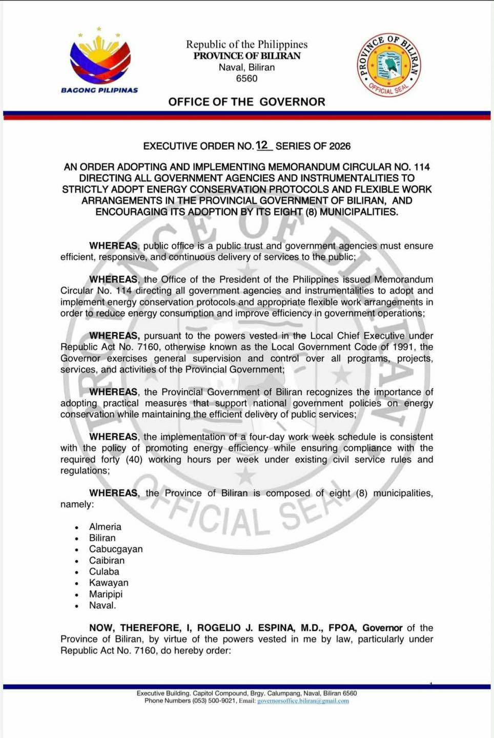 EV LGUs Adapt to Four-Day Workweek