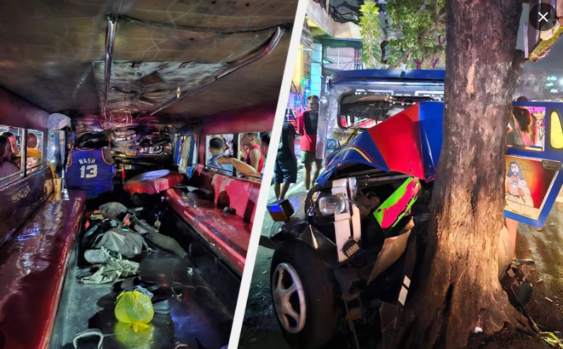 16 hurt as jeepney hits  roadside tree in Angono