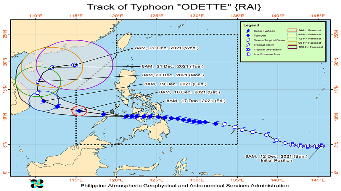 ‘Odette’ now over Palawan; 11.8K families affected photo Dost_pagasa