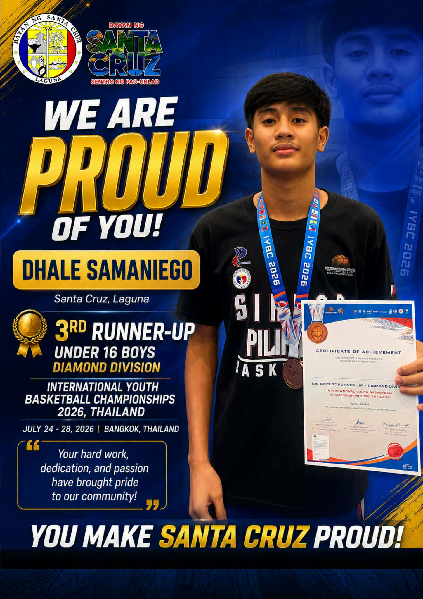Atletang Santa Cruzeño, bumida sa basketball sa Thailand