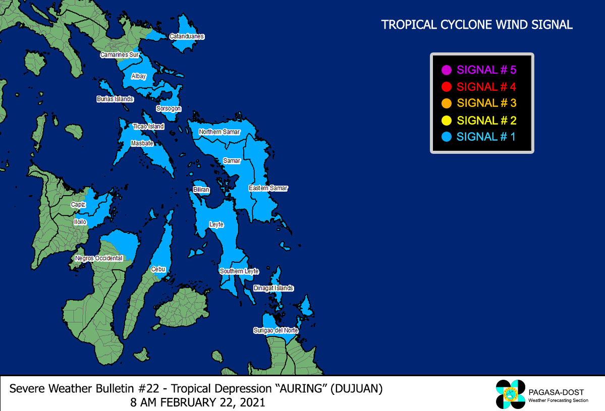 Typhoon Auring as of 8:00am February 22, 2021