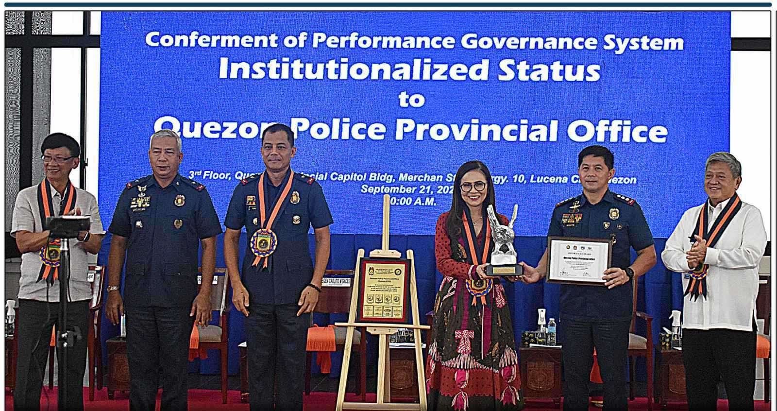 Quezon Police gets institutionalized status on performance