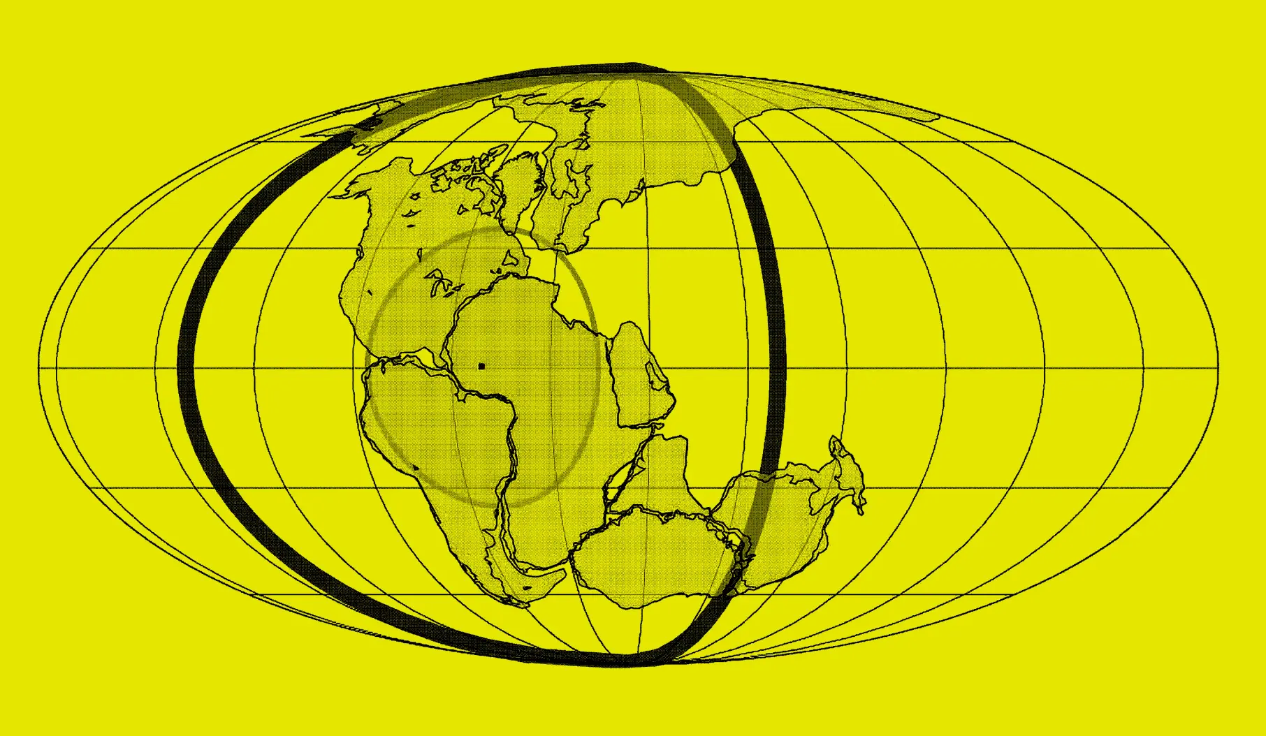 A grayscale illustration of the globe depicting Pangea and Rodinia.