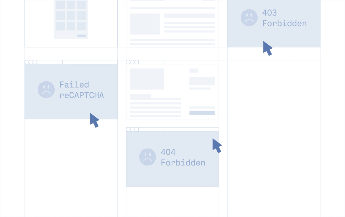 Image depicting failed CATPCHAs and error codes