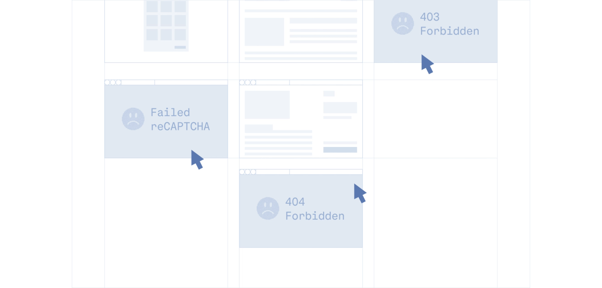 Image depicting failed CATPCHAs and error codes