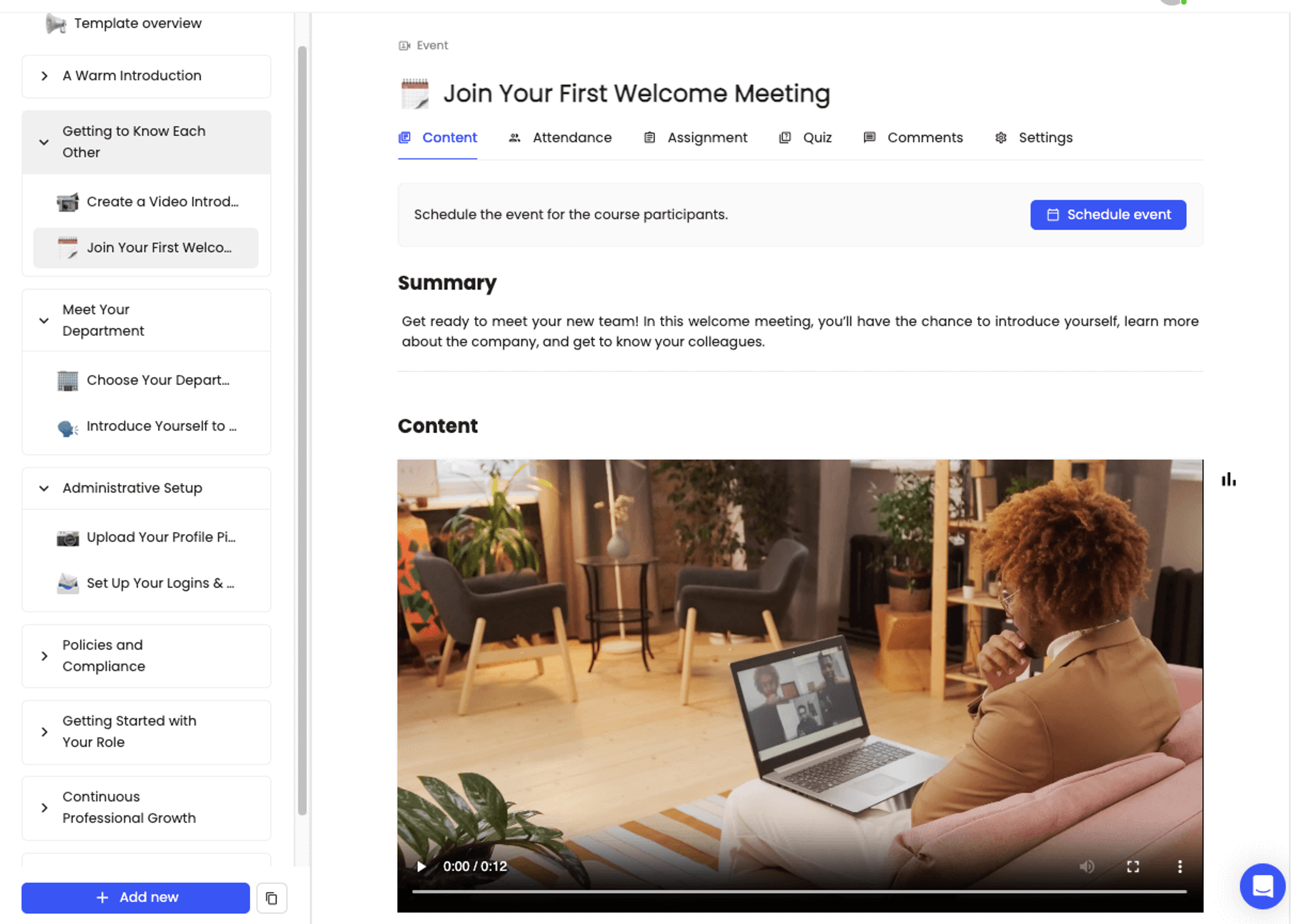 Onboarding Call within LMS