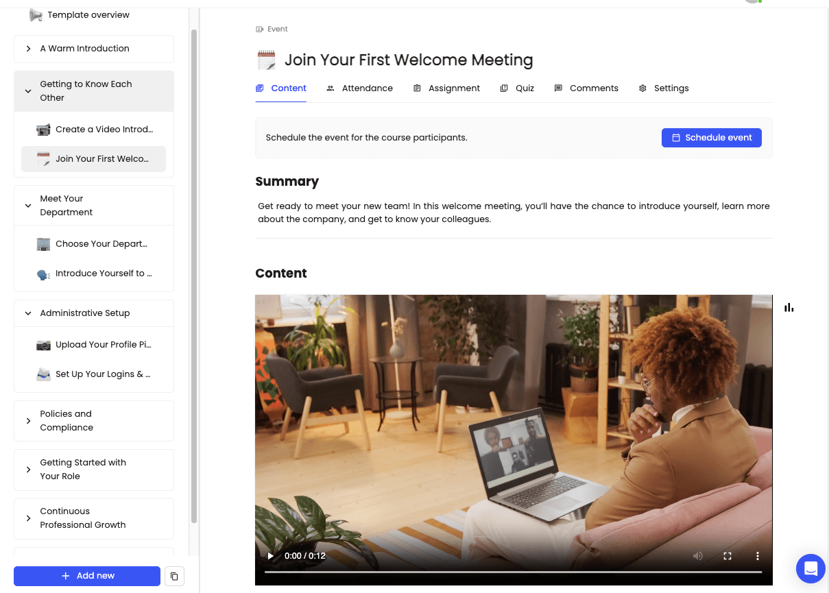 Onboarding Call within LMS