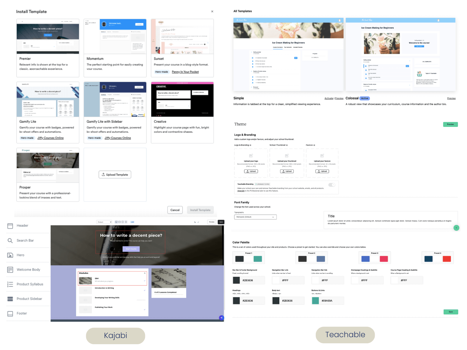 Kajabi vs Teachable customization