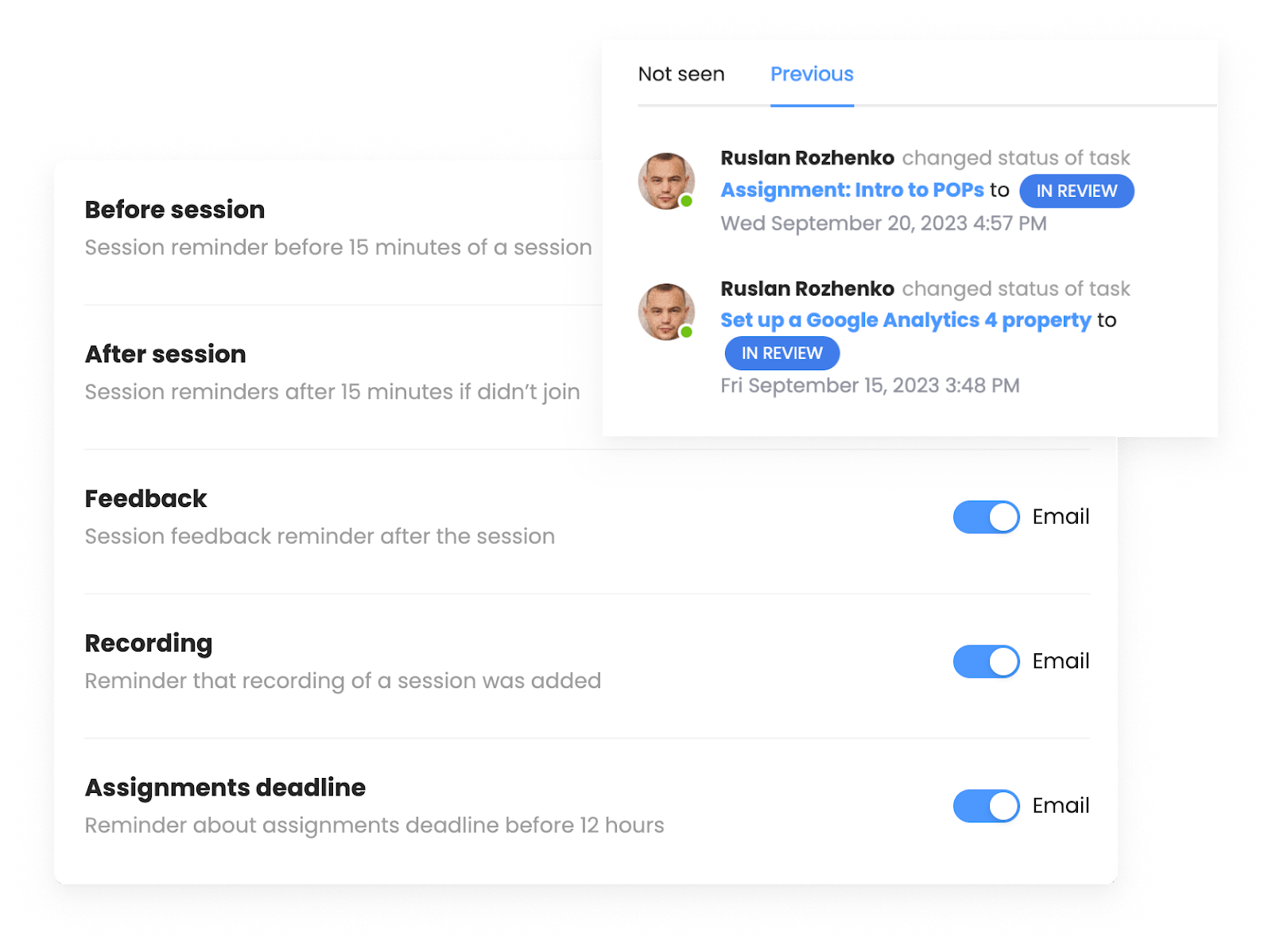 Notifications/Emails EducateMe
