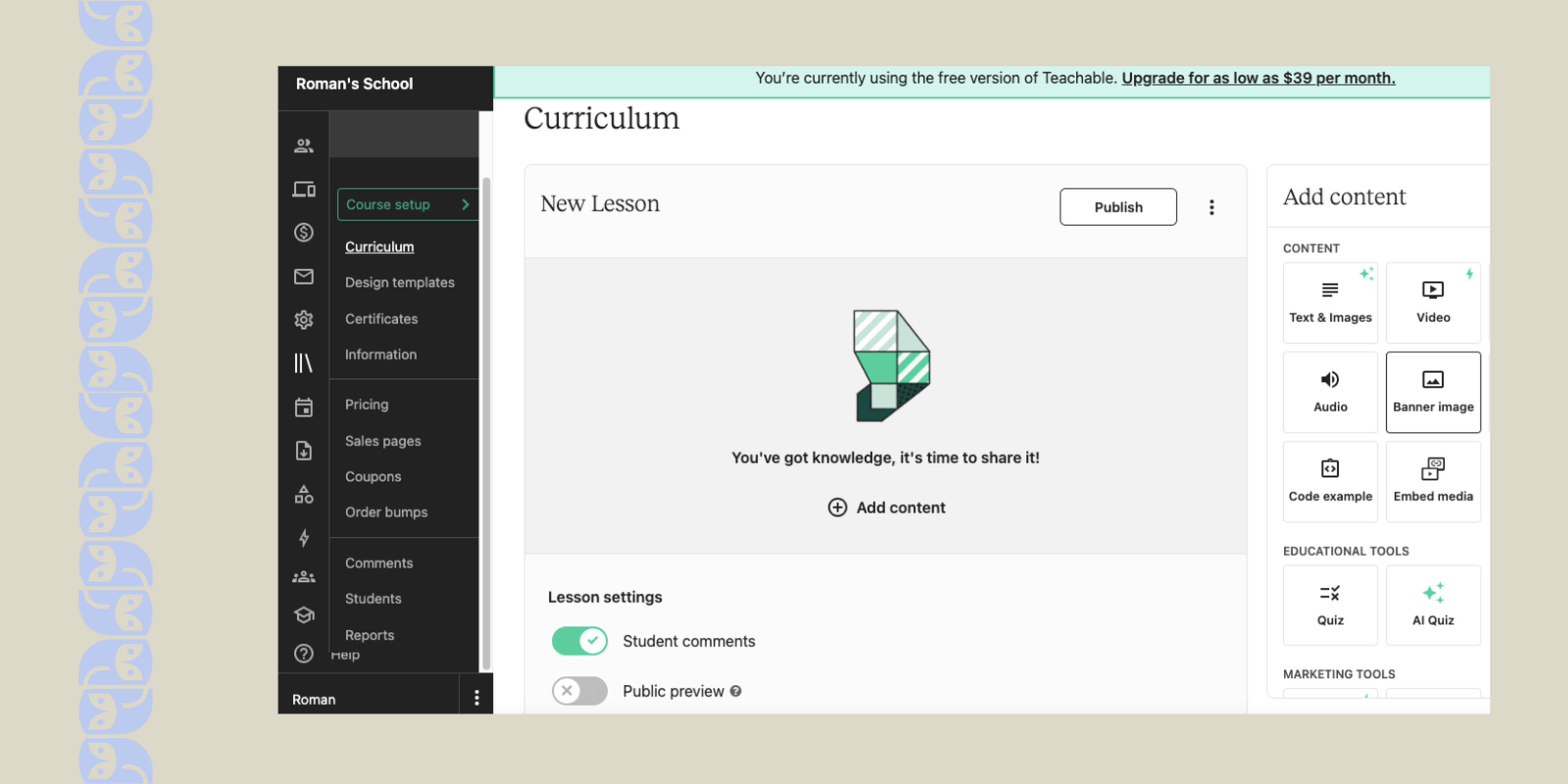 Teachable: Best for Course Creators