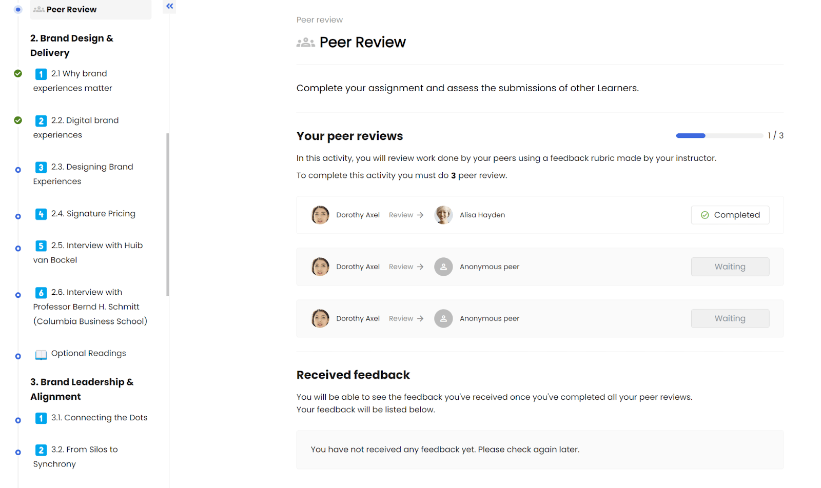 Peer review in training