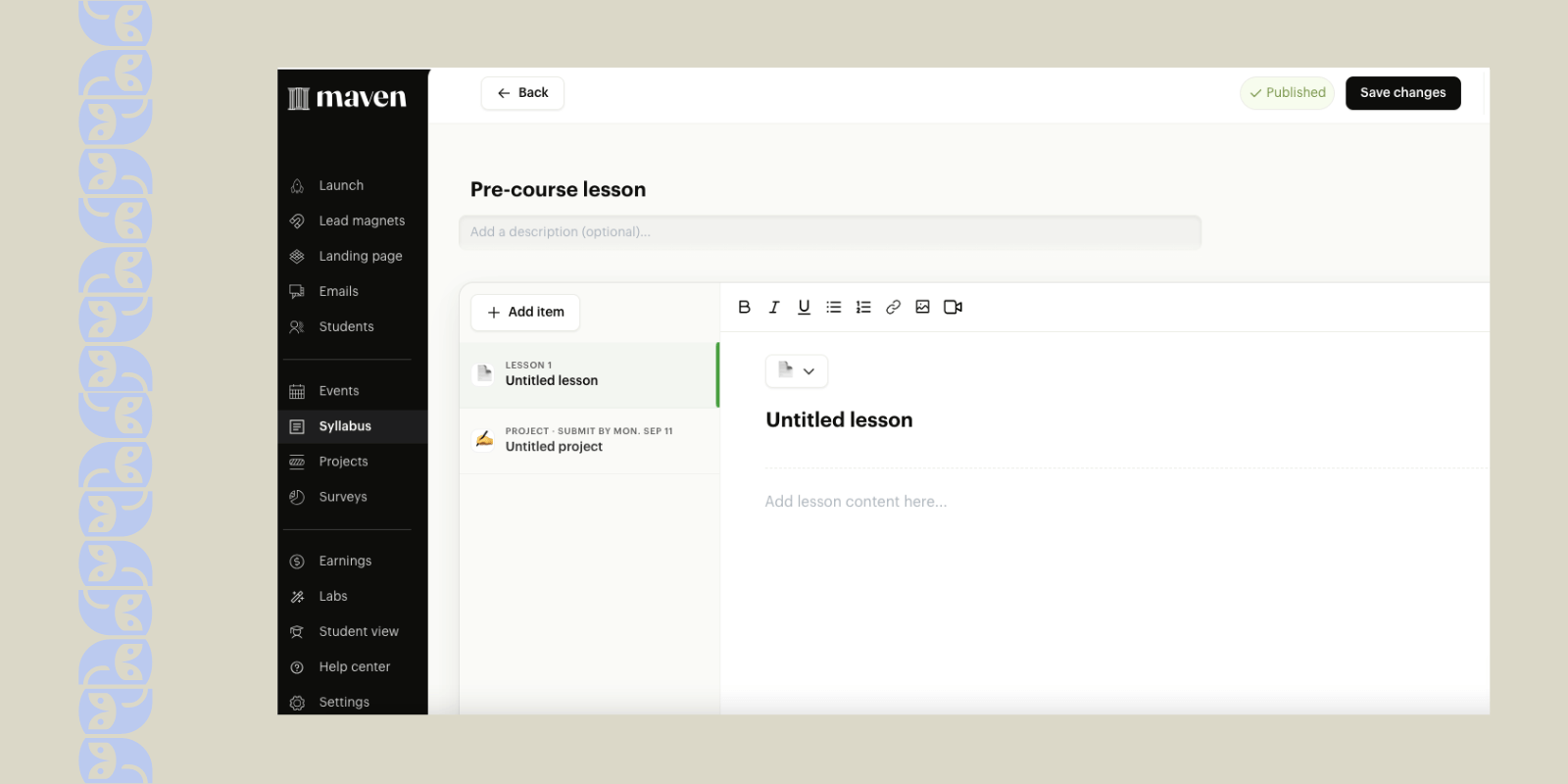 Maven course creation platform.