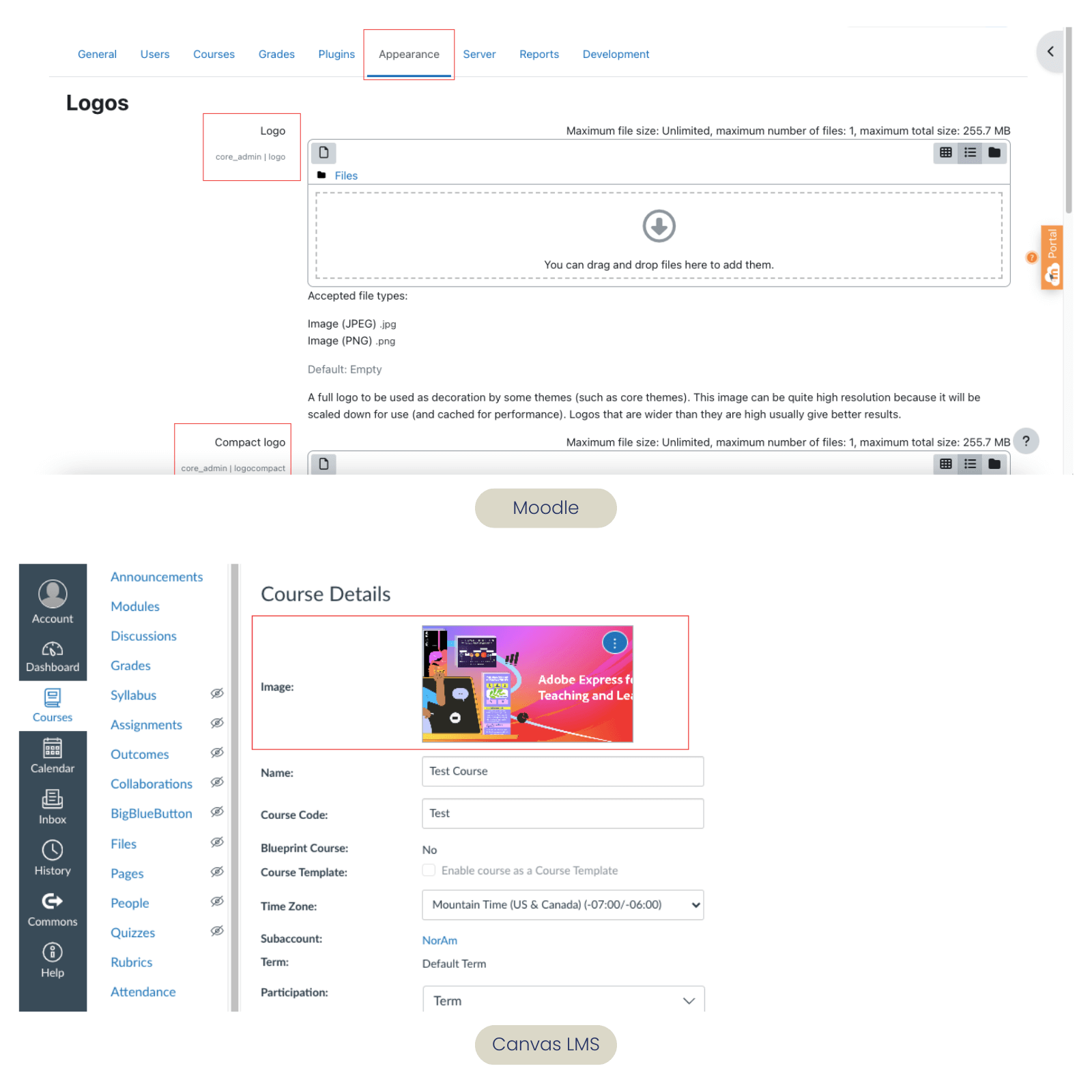 Canvas vs Moodle Branding Options and Customization